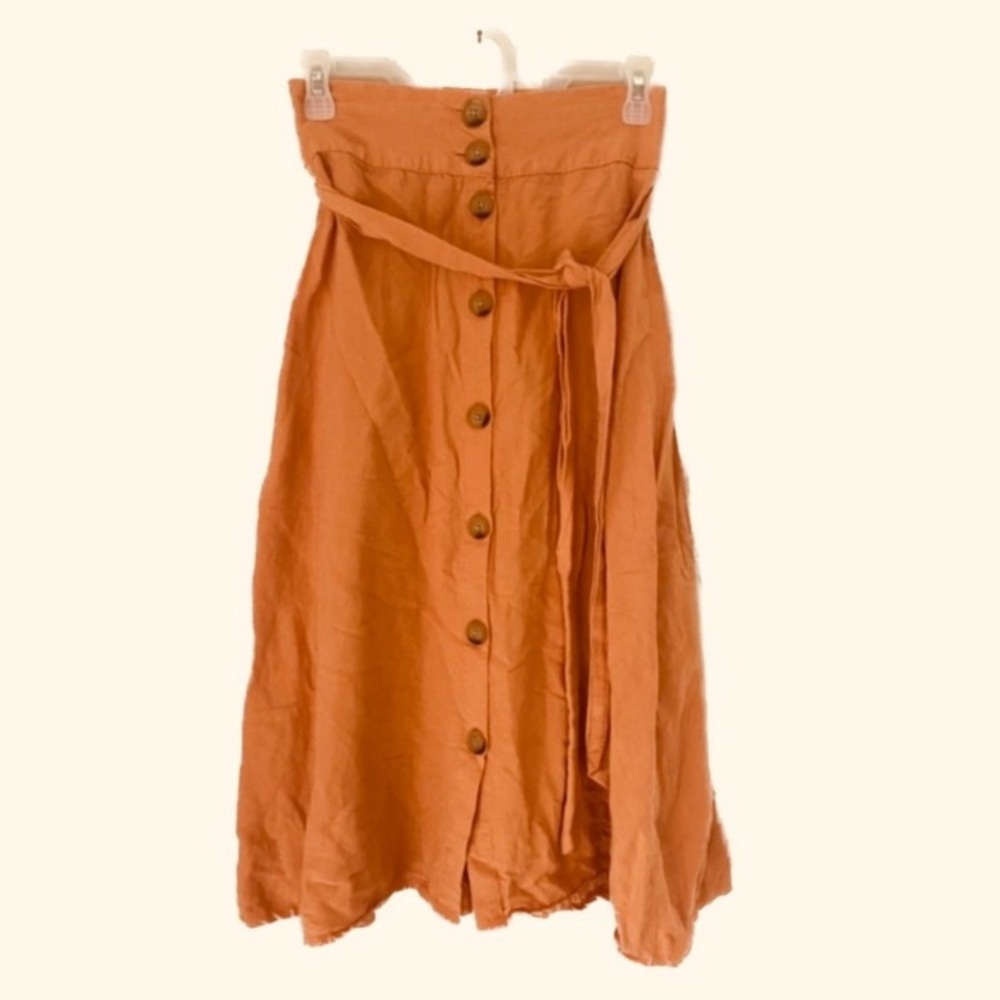 A New Day belted orange midi skirt Sz XS